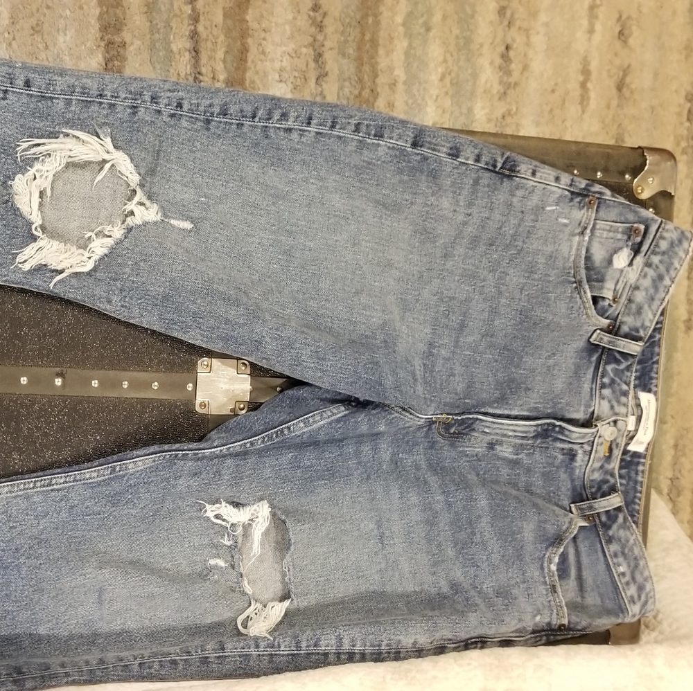 Abercrombie and Fitch distressed high-rise curvy love mom jeans
